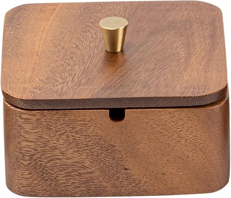 صينية رماد الجوز مع غطاء، خشب صلب، قيمة عالية للمنزل والمكتب وغرفة المعيشة، مقاوم للذباب، رمادي، قطعتان - Image 1